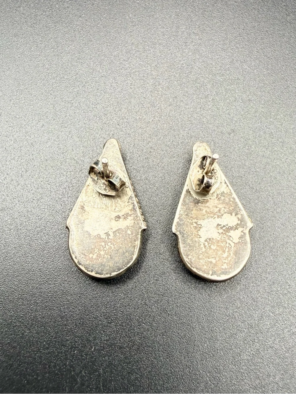 Vintage Sterling Silver 925 Zuni Southwestern Native Navajo Inlay Stud Earrings